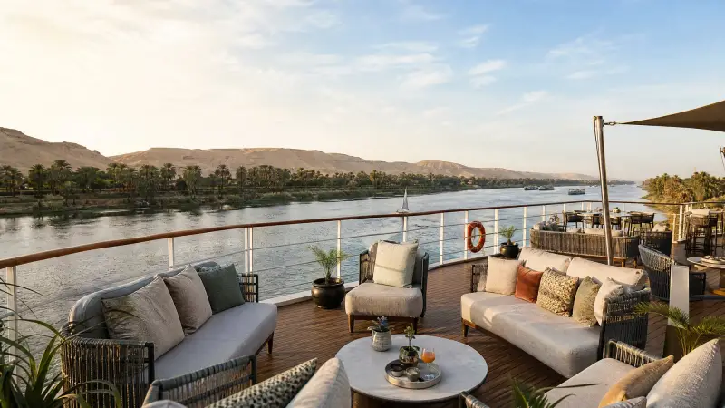 The sun deck of a Nile cruise ship